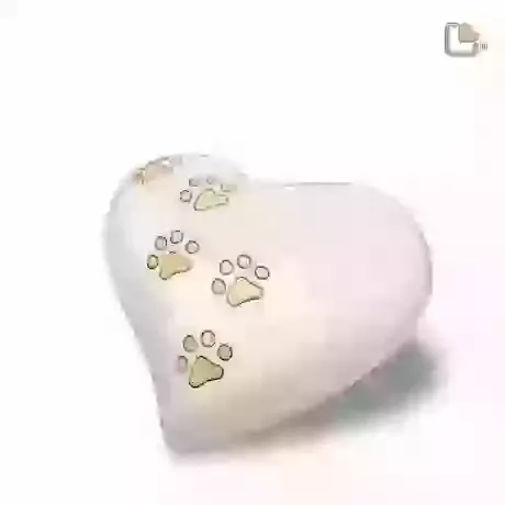 White Paw Print Large Heart